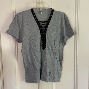 LF Emma & Sam gray v-neck lace-up